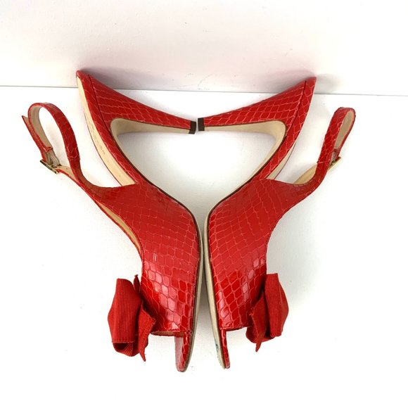 Kate Spade New York  Scarlet Red Slingback Heels Pumps Italy Sz 9 - Picture 7 of 16